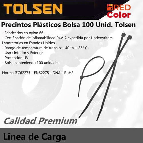 Tolsen Plastic Zip Ties 100 Unid. 300x3.6 Mm 50163 1