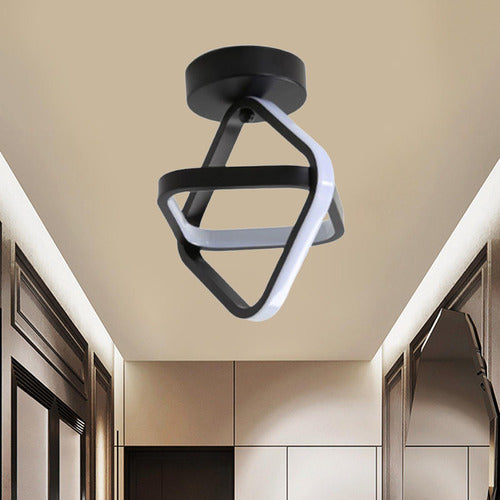 Lâmpada De Teto Led Lâmpada De Preto 22x2,5cm Branco Preto 4