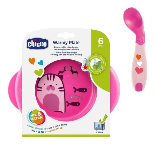 Chicco Baby Feeding Combo: Thermal Plate + Angled Spoon 0