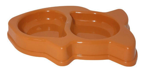 Valhalla Pets Double Plastic Food and Water Bowl - Fish Shape 5