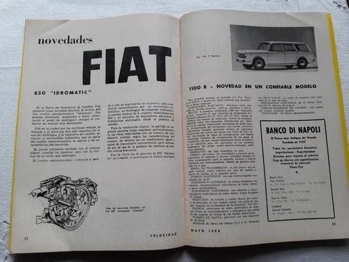 Revista Velocidad N° 188 Mayo 1966 Tc Pista Fiat Idromatic 2