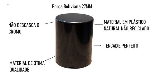 Kit 20 Capa Porca Boliviana Black Preta Roda Caminhão 32/33 1