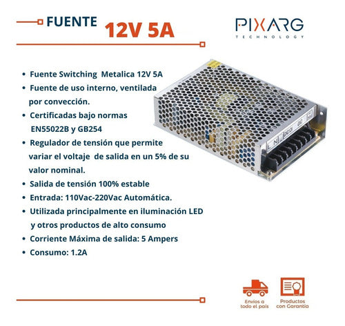 Pronext Switching Metalica 12V 5A Amp CCTV Tira LED 1