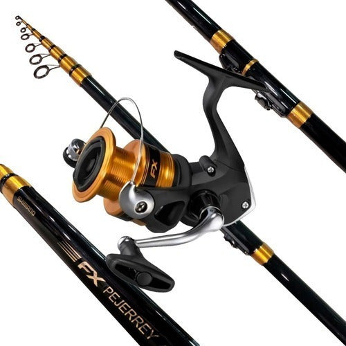 Shimano Combo Caña Fx Telescópica 4.10 Mts + Reel Fx 3000 0