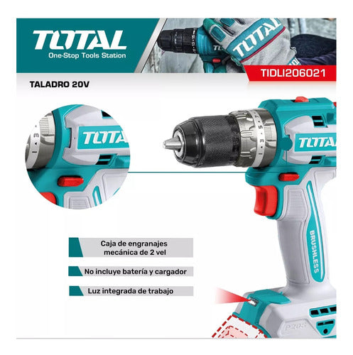 Total Wireless Drill 20V Brushless 2000 RPM Tdli206021 3