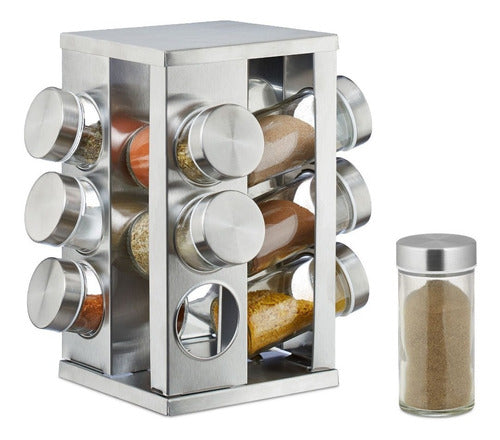 D+M Bazar Rotating Spice Rack 12 Stainless Steel Square 1