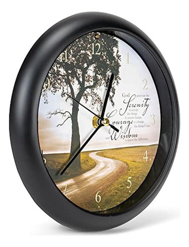 Mark Feldstein & Associates Serenity Prayer Inspirational Sleek Black 8 Inch Three Hymn Sound Clock 1