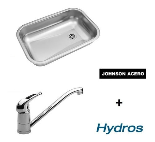 Combo Bacha Cocina Johnson Simple Zz52b + Grifería Hydros 1