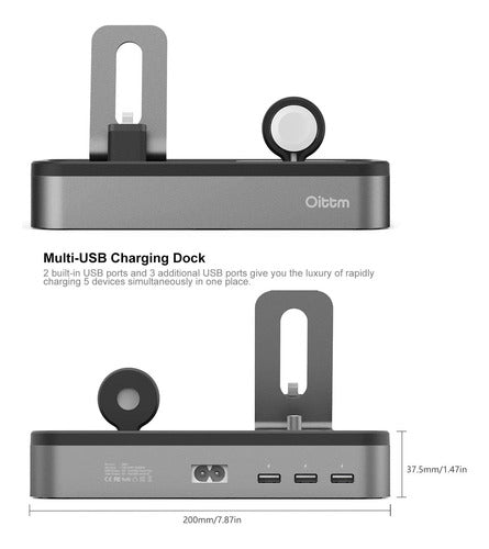 Soporte Recargable Usb De 5 Puertos Para Iwatch Series 3/2/1 3