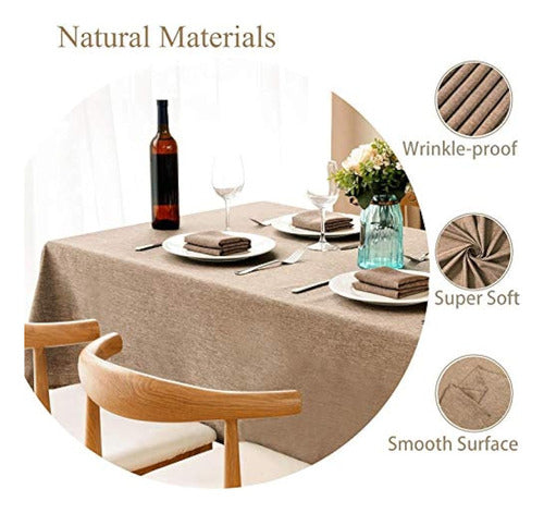 Mebakuk Rectangular Linen Tablecloth, Farm Tablecloth, Waterproof 2