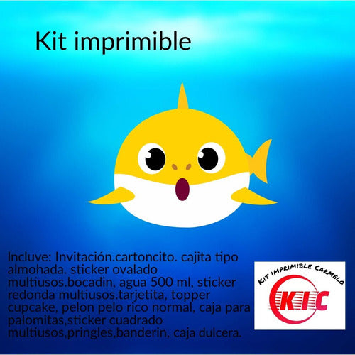 Kit Imprimible Candy Bar Baby Shark Editable 1