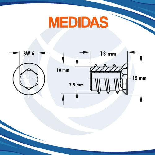 Manguito Metálico Rosca M6 X50/u Hafele 3