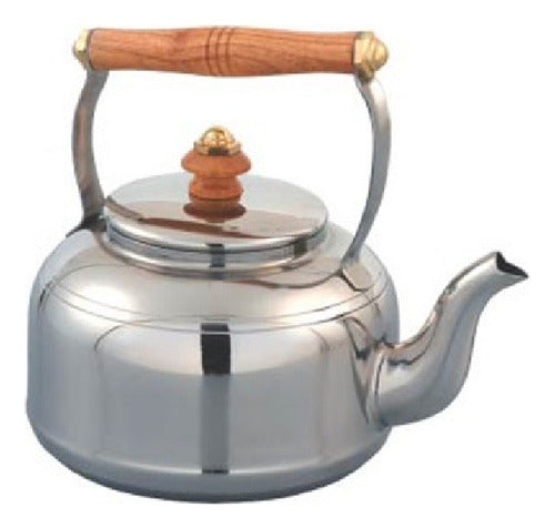 Anabea 16cm Stainless Steel Kettle with Wooden Handle and Knob - Pava 16 Cms Acero Inoxidable Mango Y Perilla Madera Anabea