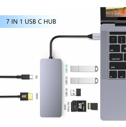 Gikersy - USB C Hub Adapter, 7 in 1, Aluminum, 87W 1