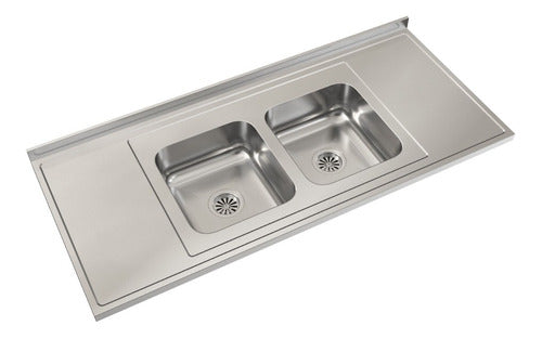 Johnson Acero 1.40 Stainless Steel Countertop with Double Sink CC37 Center Cal 430 0