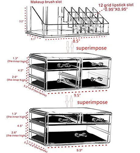 Cq Acrílico Claro Organizador De Maquillaje Y Almacenamiento 1