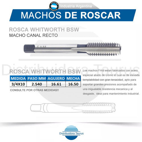 FAM Machos De Roscar - Rosca Whitworth Bsw 3/4 0