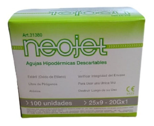 Disposable Needle 25 X 9 X 100 Units Neojet (20gx1) 1