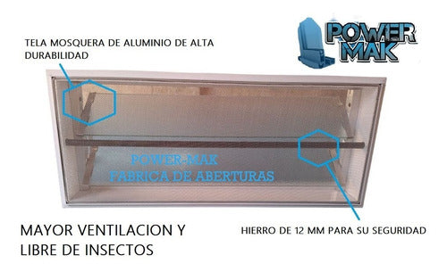 Bathroom Ventilation Window 40x26 Air Vent Aluminum with Glass, Grille, and Mosquito Net 3
