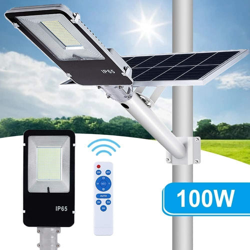 Solar Ledimp Street Lamp with Solar Panel 100W with Remote Control and Pole Support 1