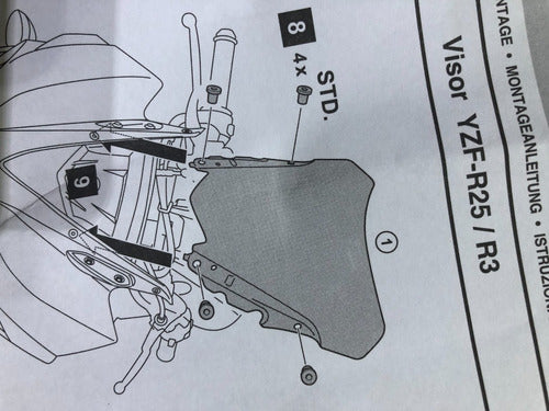 Bolha Parabrisa Yzf R3 Original Yamaha 1wd-f61c-00 7