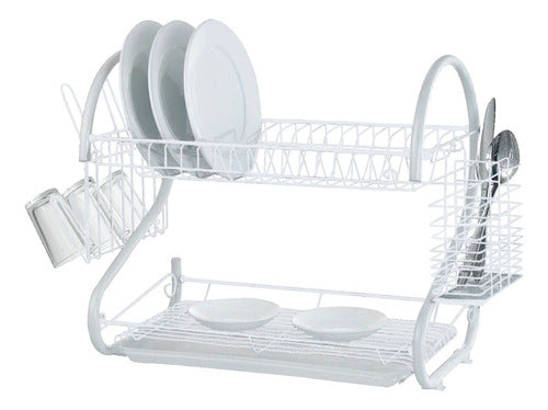 Utile Dish Rack 2-Tier S Shape with White Drip Tray for Table 2