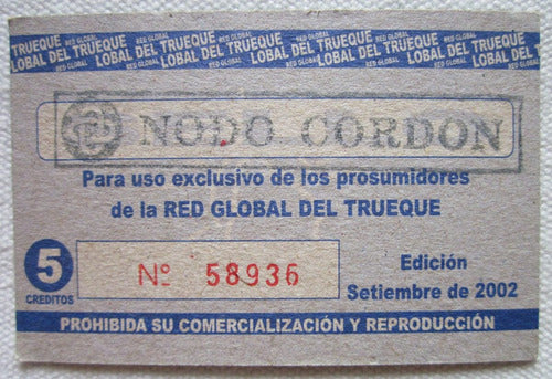 Billete Trueque Uruguay 10 Creditos Nodo Maroñas 1