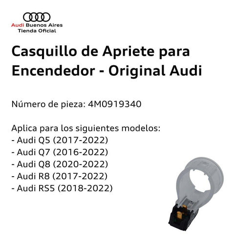 Audi Casquillo De Apriete Para Encendedor R8 Desde 2017 1