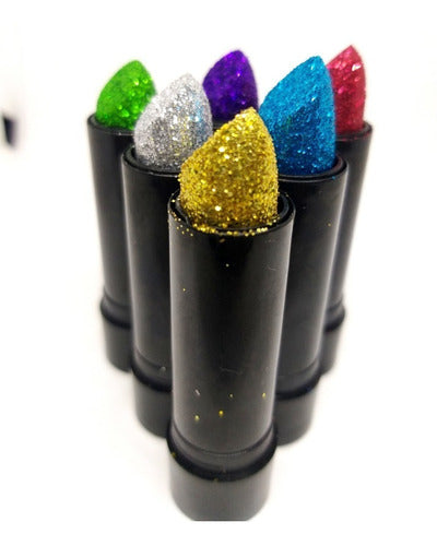 Pack of 5 Metallic Glitter Lipsticks with Party Sparkle Fibers 1