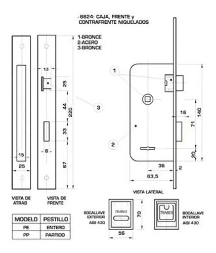 Trabex 6624 Six Locks with Same Key Combination 1