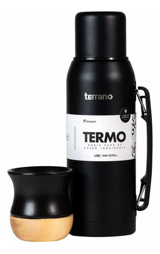 Terrano Premium 1L Thermos Set with Wooden Base Mate 5