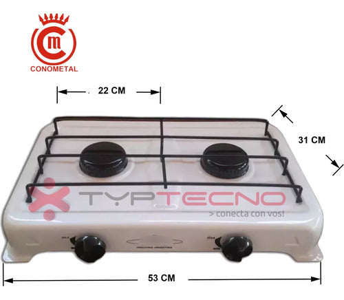 Conometal Gas Stove 2 Burners White Enamel Natural Gas Discount 1