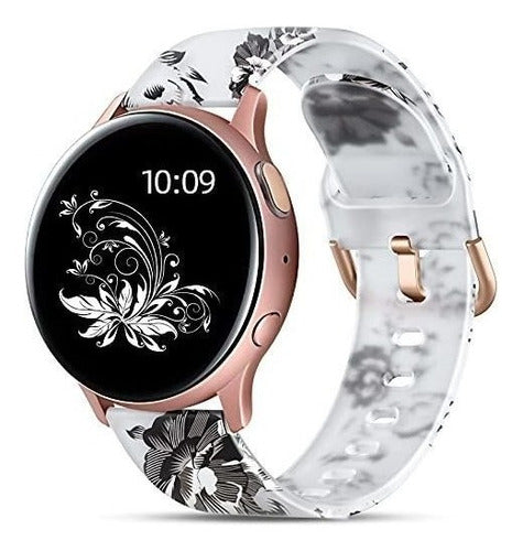 Malla Para Samsung Watch 4/watch 4 Classic Gray Flower 0