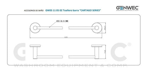 Toallero Barral Simple Toallas Genwec Cartago Accesorio Baño 1