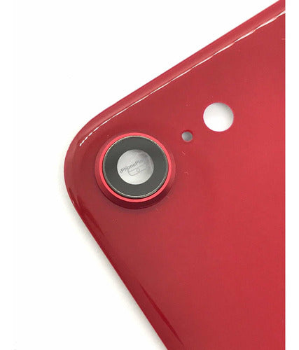 Tapa Trasera Vidrio Compatible Con iPhone 8 Rojo Con Lente 1