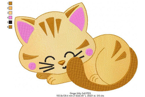 Embroidery Machine Animal Cat Kitten Orange Matrix 741 3