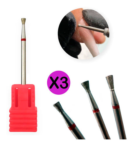 Paris Night Diamond Drill Bits Russian Manicure Inverted Cone Set - 3 Sizes 1