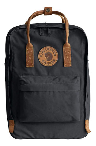 Fjallraven Kanken Black and Brown Leather 16L Simple Design 2