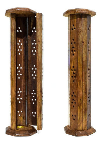 Indian Wood Incense Holder Tower 36 cm x 8 cm 0