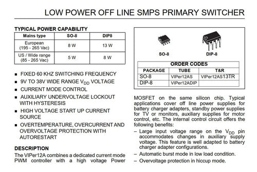 Pack of 2 Units Integrado Viper12a Viper 12a Low Pow Off Smps Dip8 - High Tec Electronica 4