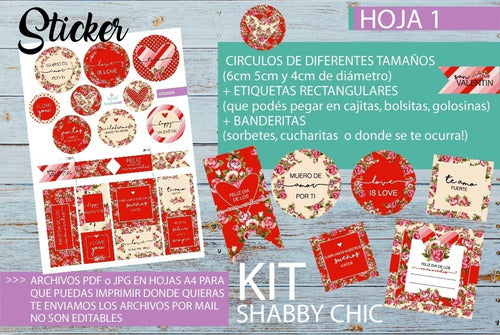 Kit Imprimible Desayuno Enamorados Valentin Shabby Tags Amor 4