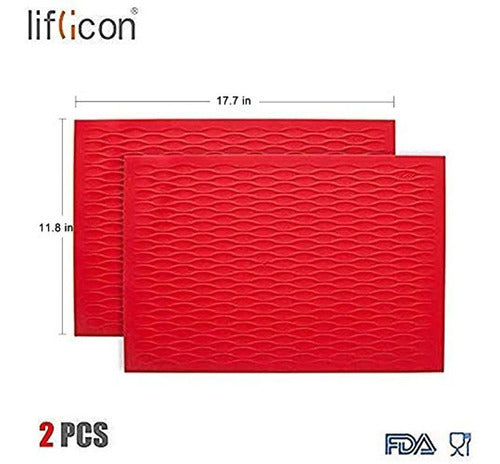 Alfombras De Comedor Silicona Rojo-2pcs 1