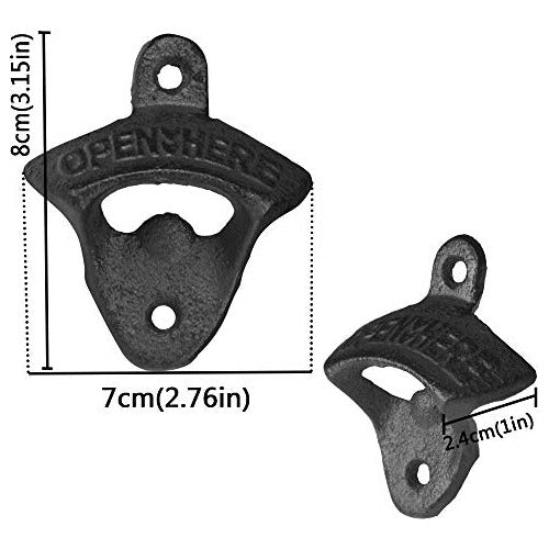 ManKiaPro Cast Iron Wall Mounted Bottle Openers, Set of 2 1