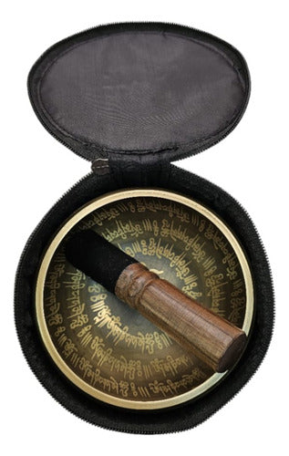 Tibetan Singing Bowl Set 13cm - Engraved Pillow Mallet Pyrography 5