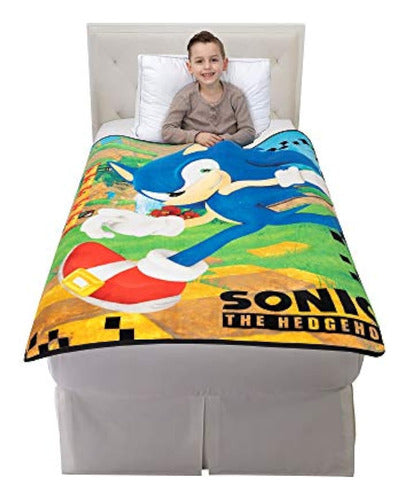 Franco Kids Bedding Super Soft Micro Raschel Throw, 46 In X 60 In, Sonic The Hedgehog 0