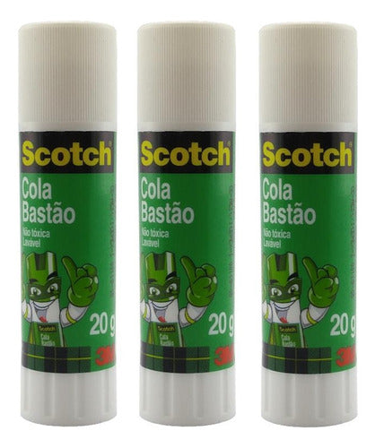 Cola Bastão Scotch 3m 20g Original Escolar Artesanato C/3 Un 0