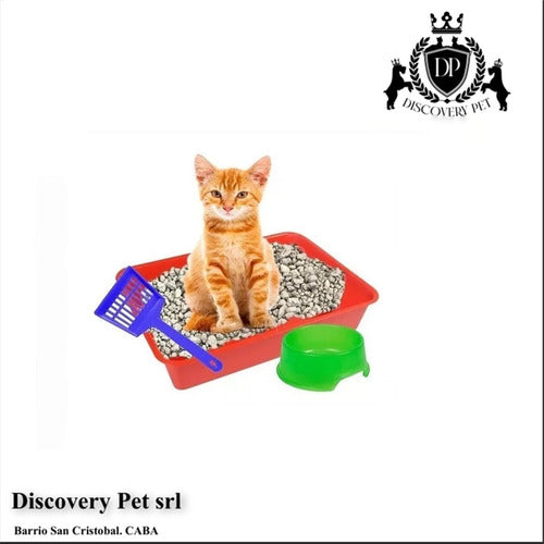 Pets Plast Cat Litter Tray with Scoop and Feeder 1