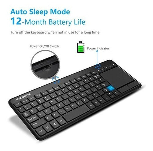 Victsing Teclado Ultradelgado Mini Touchpad Inalámbrico, Tec 4