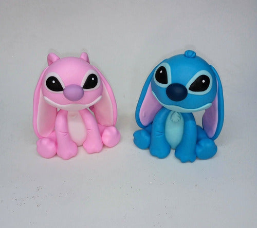 Decotortasgc Adorno De Torta, Stitch Y Ángel En Porcelana Fría 0