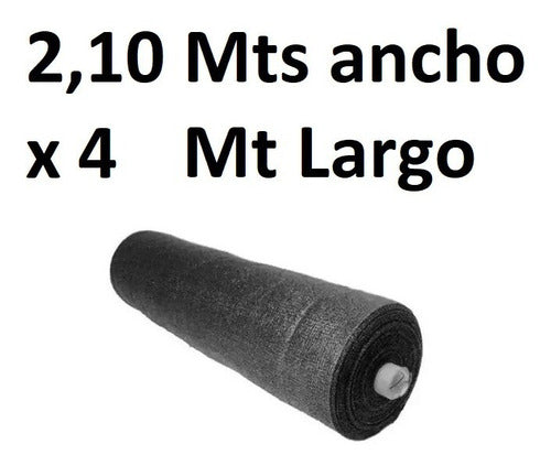 Gasatex Tejido Media Sombra 80% Negra 2.10 Mt Ancho X 4 Mt + Ganchos 1